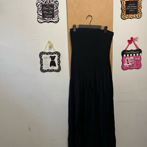 Calvin Klein Collection Black Pleated Lined Silk Strapless Dress